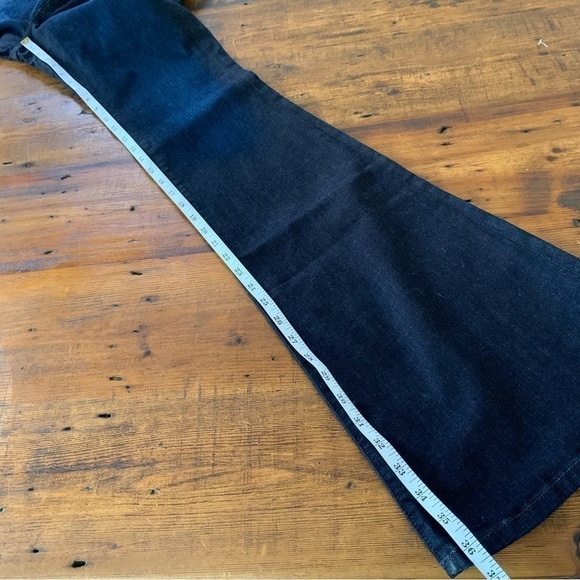 Paper Denim Waxy Resin Jeans Low Rise Flare Coated Dark Wash Jeans Sz 28 - Picture 7 of 12